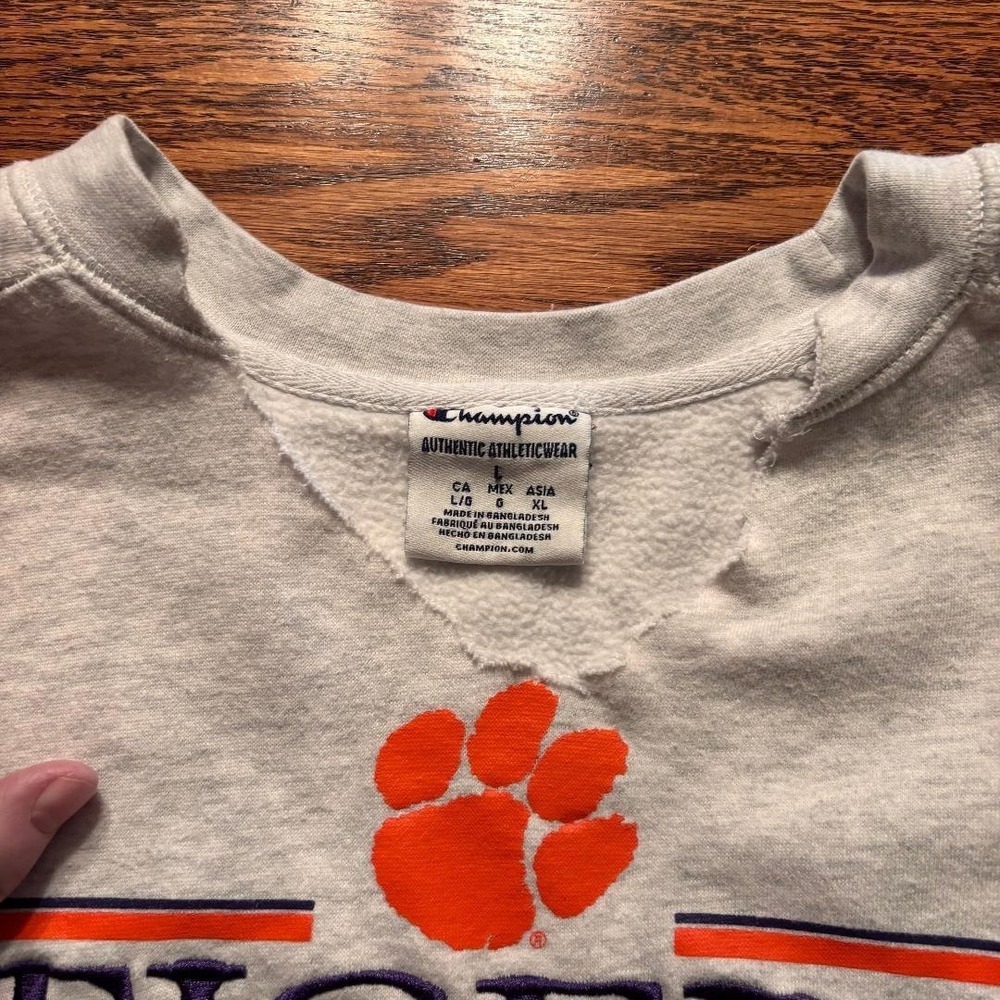 Clemson University Tigers Champion Sweatshirt Light‎ Grey Women's Size L Sports - Picture 3 of 9